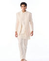 Manyavar Men Cream Silk Indo Western Jacket