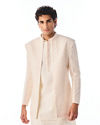 Manyavar Men Cream Silk Indo Western Jacket