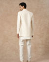 Manyavar Men Cream Art Silk Indo Western Jacket