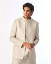 Manyavar Men Light Mid Green Silk Indo Western with Embroidery
