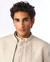 Manyavar Men Light Mid Green Silk Indo Western with Embroidery