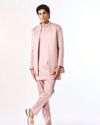 Manyavar Men Dusty Pink Silk Indo Western