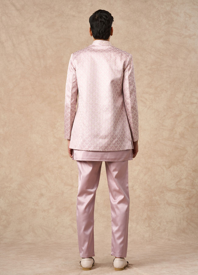 Manyavar Men Dusty Pink Art Silk Indo Western