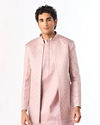 Manyavar Men Dusty Pink Silk Indo Western