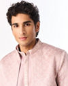 Manyavar Men Dusty Pink Silk Indo Western