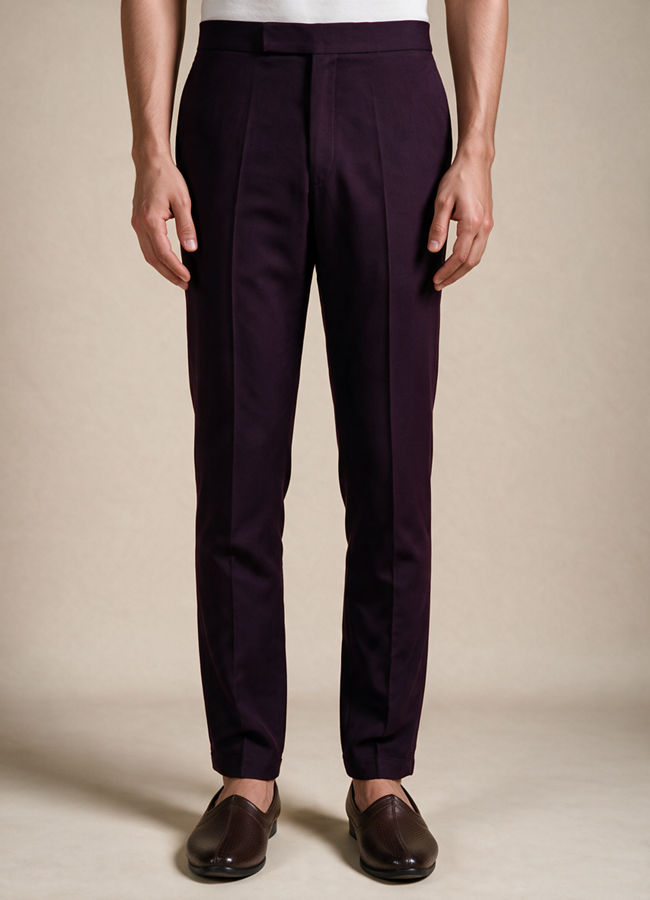 Manyavar Men Purple Embroidered Straight Indo Western Set
