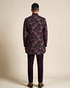 Manyavar Men Purple Embroidered Straight Indo Western Set