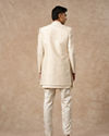 Manyavar Men Beige Silk Indo Western with Embroidery