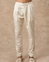 Manyavar Men Beige Silk Indo Western with Embroidery