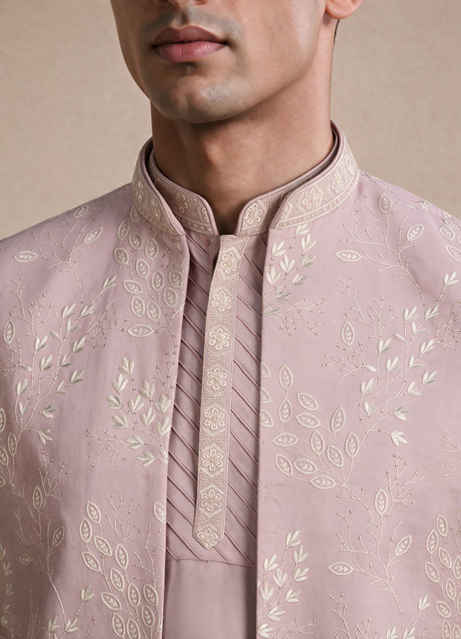 Buy Pink Silk Indo Western with Embroidery for Men Online | Manyavar