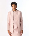 Manyavar Men Pink Silk Indo Western with Embroidery