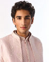 Manyavar Men Pink Silk Indo Western with Embroidery