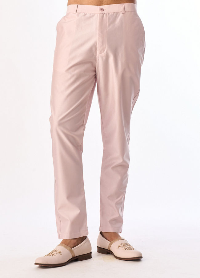 Manyavar Men Pink Silk Indo Western with Embroidery