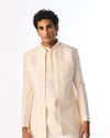 Manyavar Men Cream Art Silk Indo Western with Embroidery