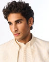 Manyavar Men Cream Art Silk Indo Western with Embroidery