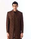 Manyavar Men Brown Velvet Indo Western with Embroidery