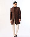 Manyavar Men Brown Velvet Indo Western with Embroidery