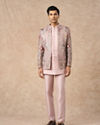 Manyavar Men Beige Net Indo Western