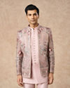 Manyavar Men Beige Net Indo Western
