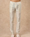 Manyavar Men Cream Art Silk Indo Western Jacket with Embroidery