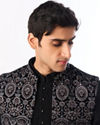 Manyavar Men Black Velvet Indo Western with Embroidery