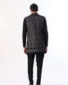 Manyavar Men Black Velvet Indo Western with Embroidery