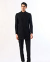 Manyavar Men Black Velvet Indo Western with Embroidery