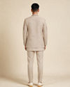 Manyavar Men Beige Georgette Indo Western with Embroidered Jacket
