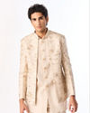 Manyavar Men Gold Tissue Indo Western with Embroidery