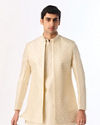 Manyavar Men Pista Green Art Silk Indo Western with Embroidery