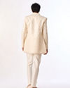 Manyavar Men Cream Silk Indo Western with Embroidery
