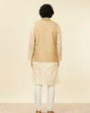 alt message - Manyavar Men Beige Fawn Self Patterned Nehru Jacket image number 3