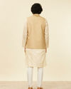 Manyavar Men Beige Fawn Self Patterned Nehru Jacket