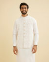 Manyavar Men Elegant Light Cream Jacket image number 0