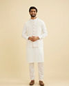 Manyavar Men Elegant Light Cream Jacket image number 2