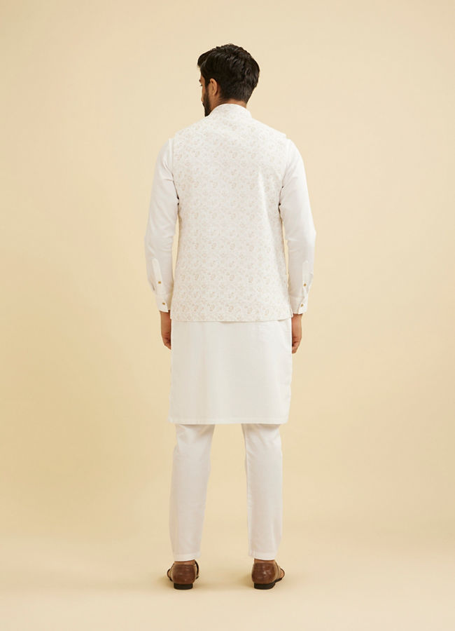 Manyavar Men Elegant Light Cream Jacket image number 3