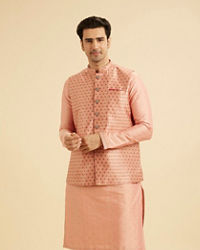 Manyavar Men Peach Elegance Nehru Jacket