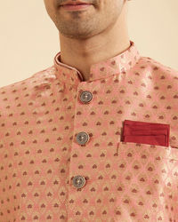 Manyavar Men Peach Elegance Nehru Jacket