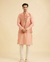 Manyavar Men Peach Elegance Nehru Jacket
