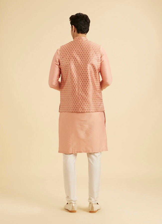 Manyavar Men Peach Elegance Nehru Jacket