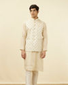 Manyavar Men Cream Jacket With Golden Motifs