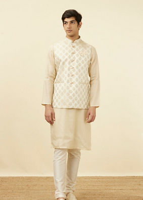 Cream Jacket With Golden Motifs image number 2