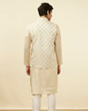Manyavar Men Cream Jacket With Golden Motifs
