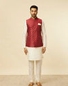 Brick Red Jacket with Buta Motifs image number 2