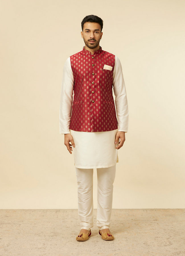 Brick Red Jacket with Buta Motifs image number 2
