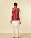 Manyavar Men Brick Red Jacket with Buta Motifs