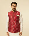 Brick Red Jacket with Buta Motifs image number 0