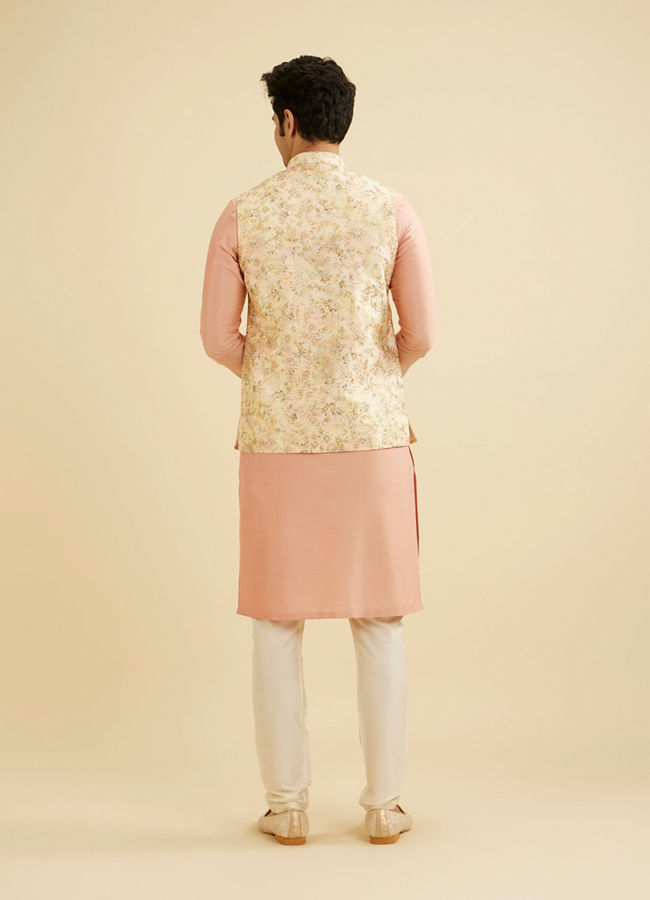 Manyavar Men Peach Elegance Nehru Jacket image number 4