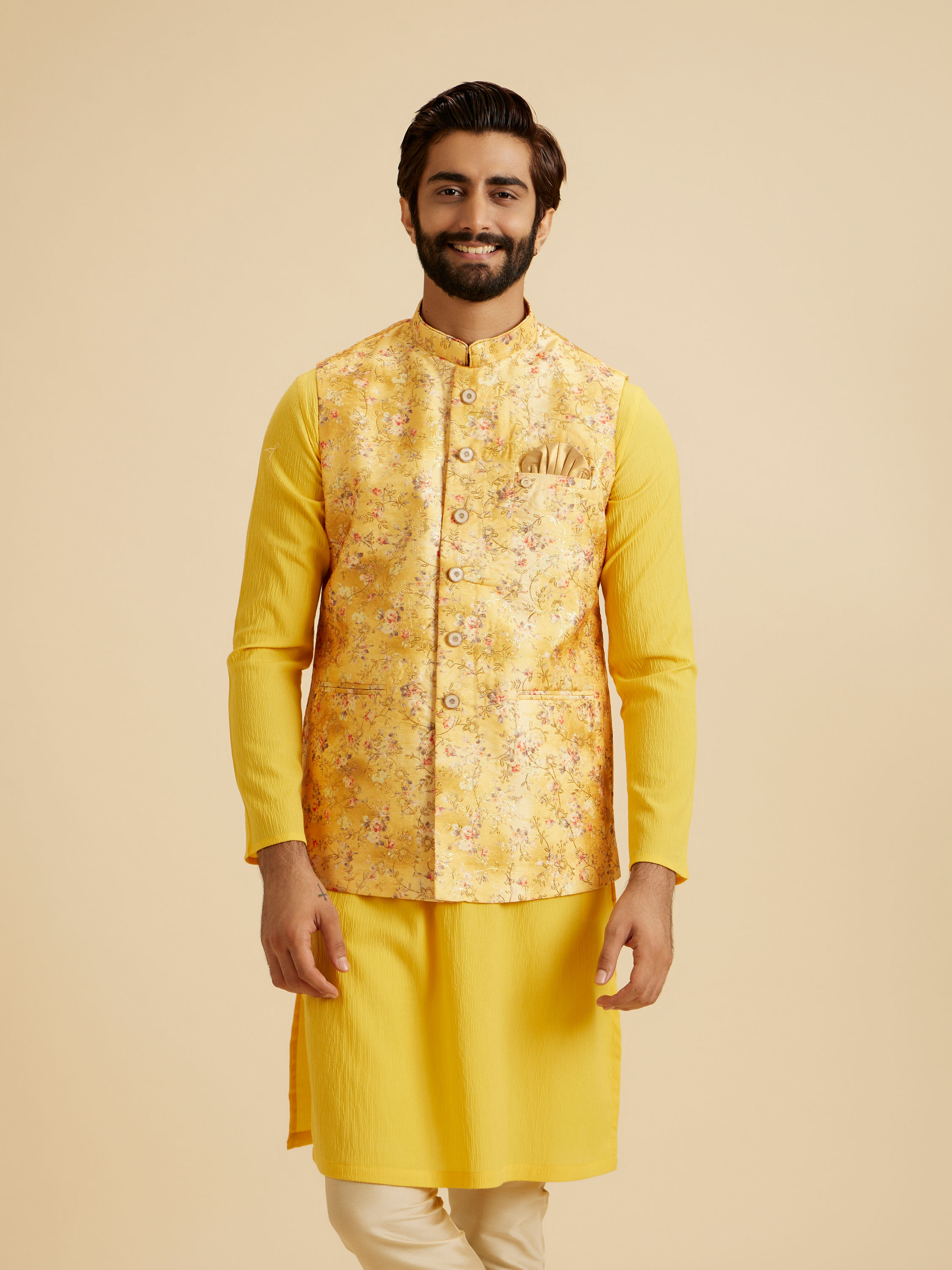 Manyavar Men Mustard Majesty Nehru Jacket