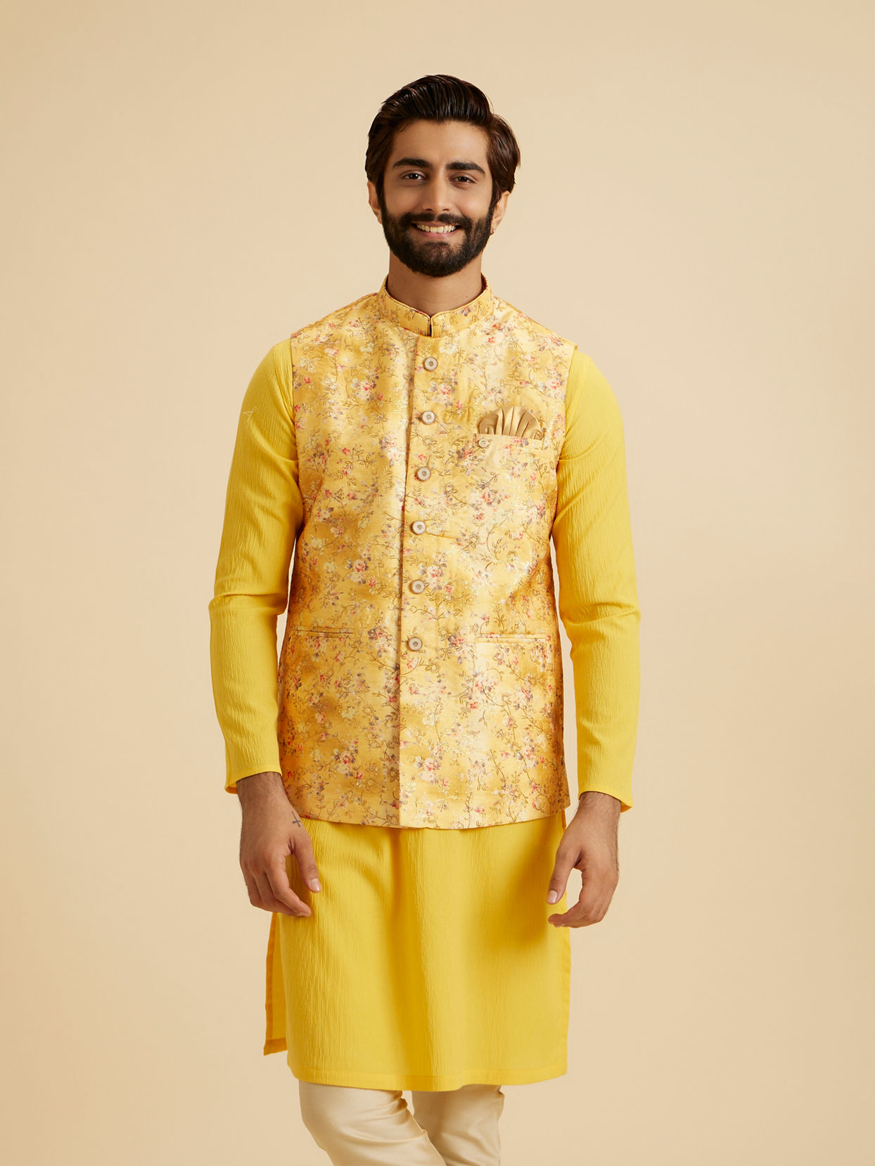 Manyavar Men Mustard Majesty Nehru Jacket